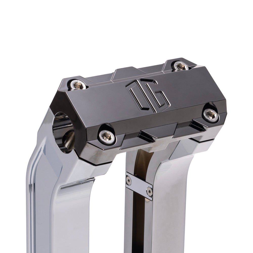 OG Chrome 10.5 inch Pull Back Risers with Black Chrome Standard Top Clamp