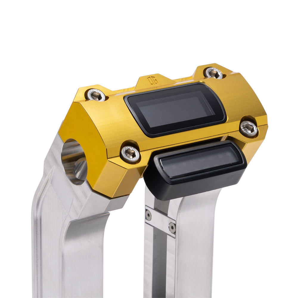 OG Aluminum 10.5 inch Straight Risers with Gold Digital Gauge Cut Out Top Clamp