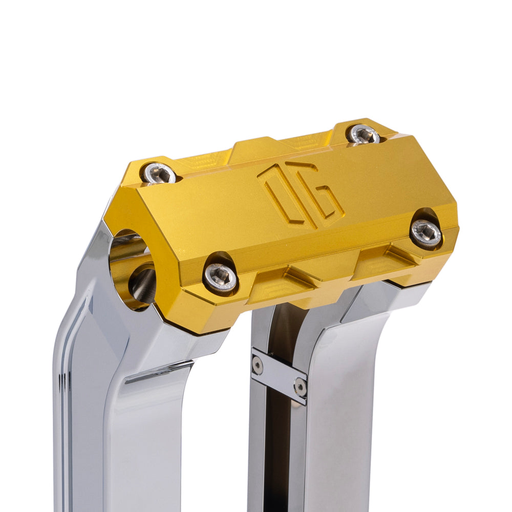 OG Chrome 10.5 inch Straight Risers with Gold Standard Top Clamp