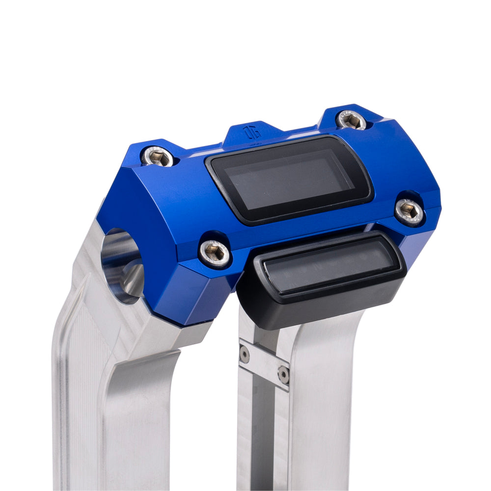 OG Aluminum 6.5 inch Pull Back Risers with Blue Digital Gauge Cut Out Top Clamp