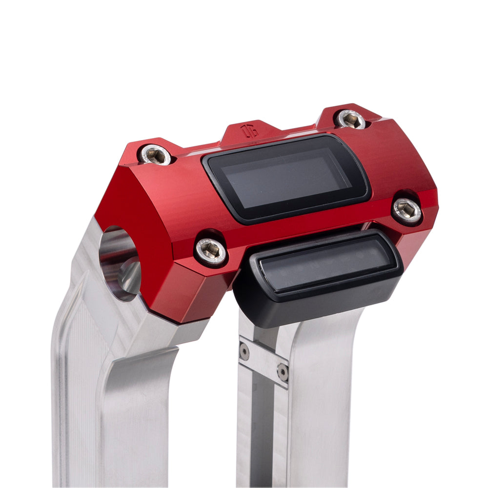 OG Aluminum 6.5 inch Pull Back Risers with Red Digital Gauge Cut Out Top Clamp