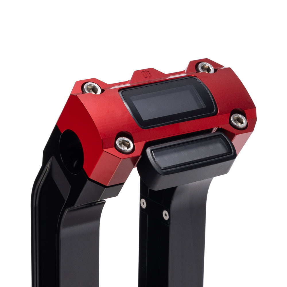 OG Black 6.5 inch Pull Back Risers with Red Digital Gauge Cut Out Top Clamp