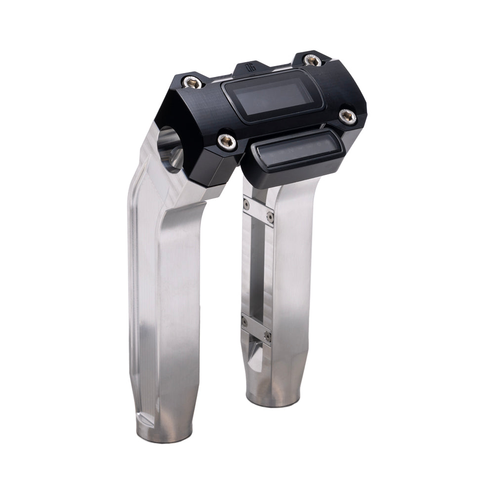 OG Aluminum 8.5 inch Pull Back Risers with Black Digital Gauge Cut Out Top Clamp