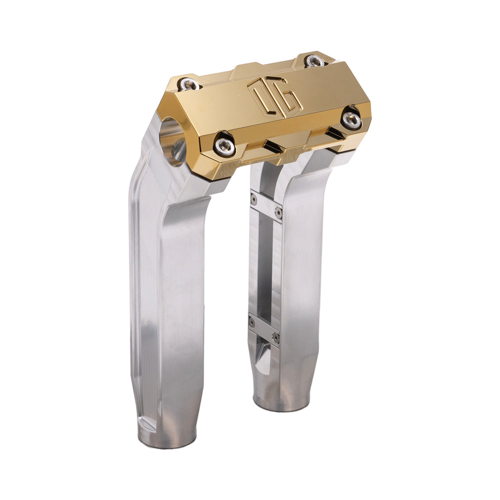 OG Aluminum 8.5 inch Pull Back Risers with Gold Plating Standard Top Clamp