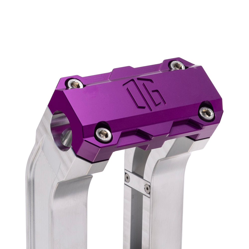 OG Aluminum 8.5 inch Straight Risers with Purple Standard Top Clamp