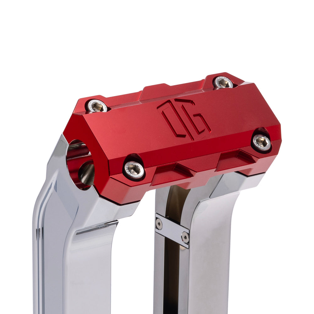 OG Chrome 8.5 inch Straight Risers with Red Standard Top Clamp