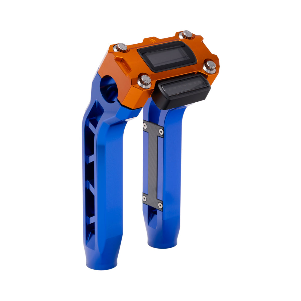 OG Blue Performance 8.5 inch Pull Back Riser Legs with Orange Performance Digital Gauge Top Clamp