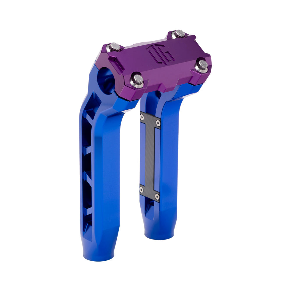 OG Blue Performance 8.5 inch Pull Back Riser Legs with Purple Performance Top Clamp