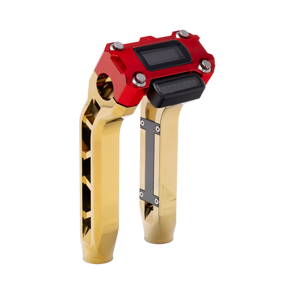 OG Gold Plating Performance 8.5 inch Pull Back Riser Legs with Red Performance Digital Gauge Top Clamp