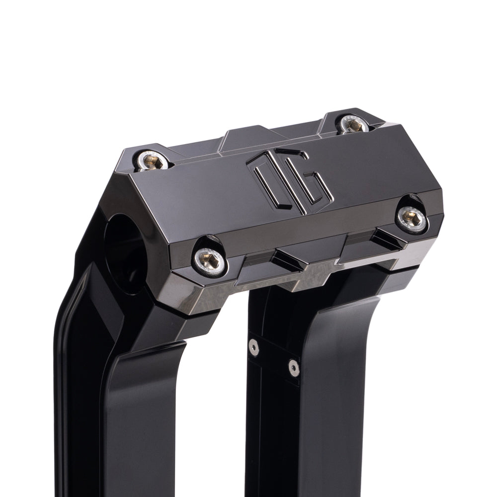 OG Black 10.5 inch Pull Back Risers with Black Chrome Standard Top Clamp