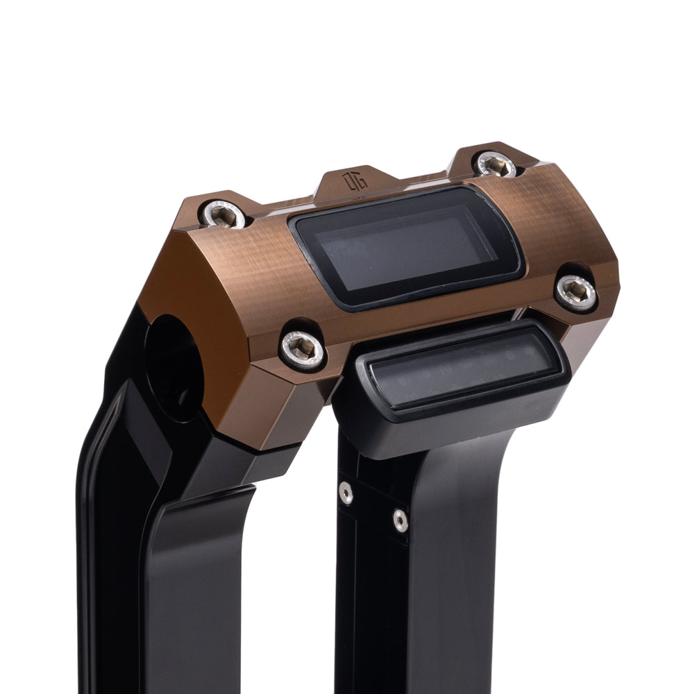 OG Black 10.5 inch Straight Risers with Bronze Digital Gauge Cut Out Top Clamp