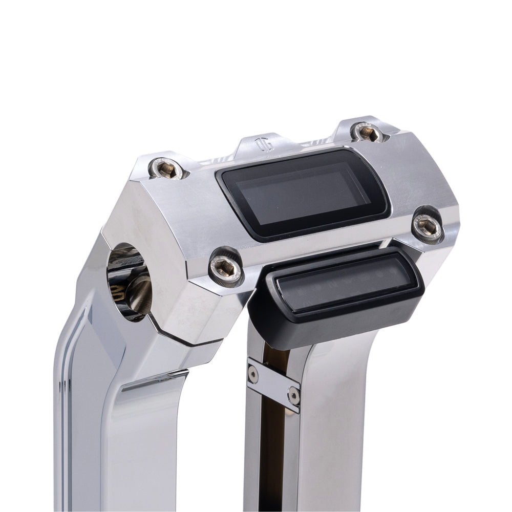 OG Chrome 10.5 inch Straight Risers with Aluminum Digital Gauge Cut Out Top Clamp