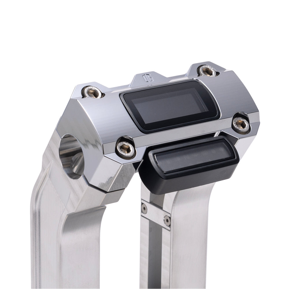 OG Aluminum 6.5 inch Pull Back Risers with Chrome Digital Gauge Cut Out Top Clamp