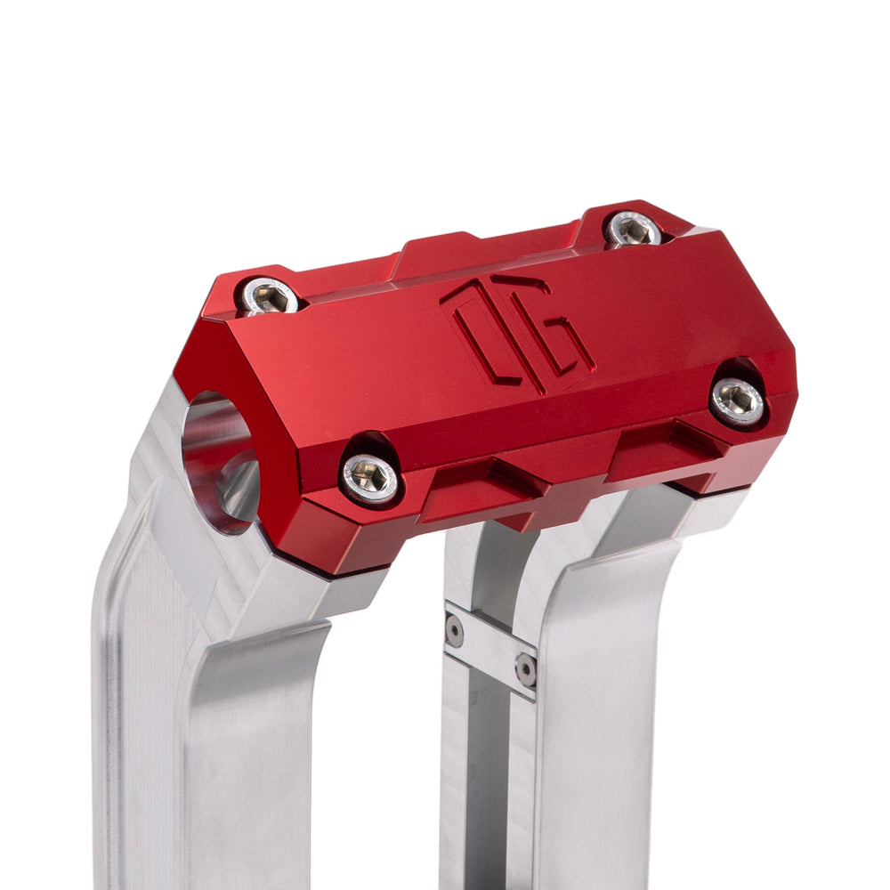 OG Aluminum 6.5 inch Pull Back Risers with Red Standard Top Clamp