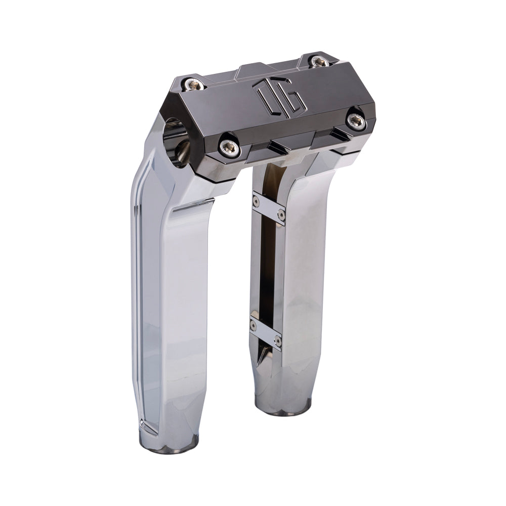 OG Chrome 8.5 inch Pull Back Risers with Black Chrome Standard Top Clamp