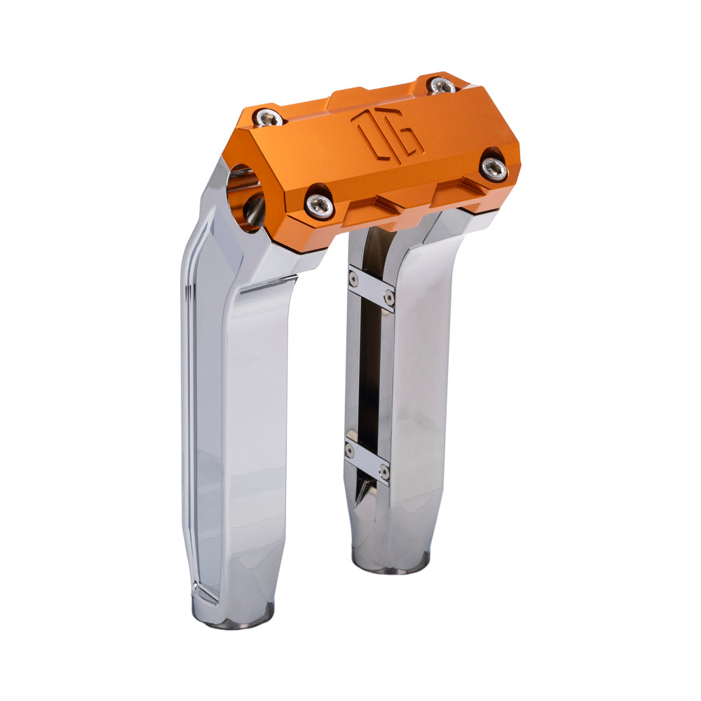 OG Chrome 8.5 inch Pull Back Risers with Orange Standard Top Clamp