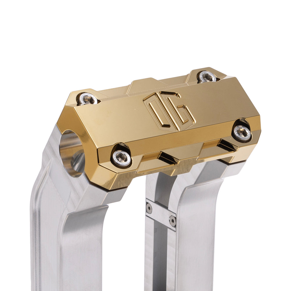 OG Aluminum 8.5 inch Straight Risers with Gold Plating Standard Top Clamp
