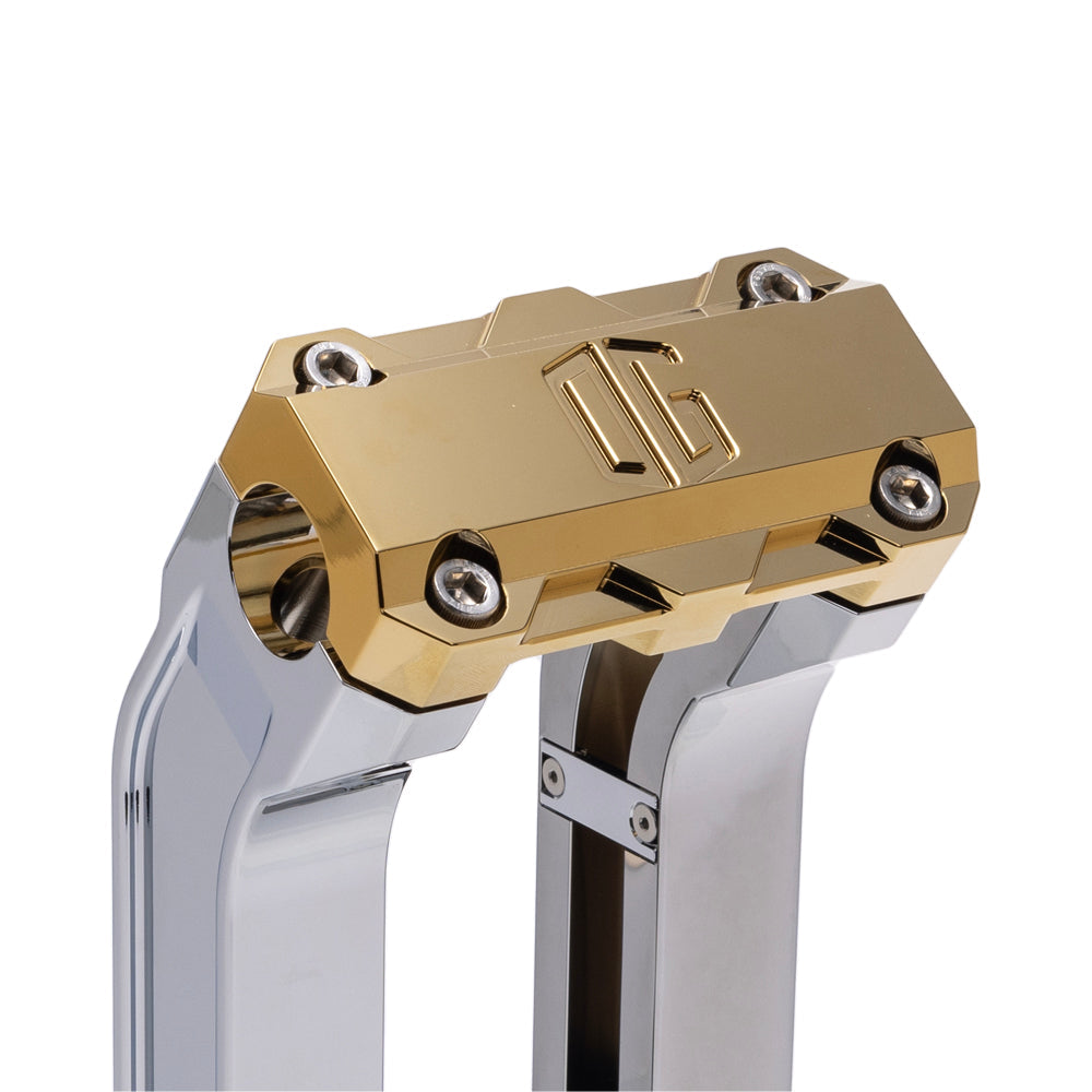 OG Chrome 8.5 inch Straight Risers with Gold Plating Standard Top Clamp